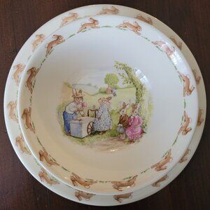 Vintage Royal Doulton Bunnykin 1988 plate and bowl